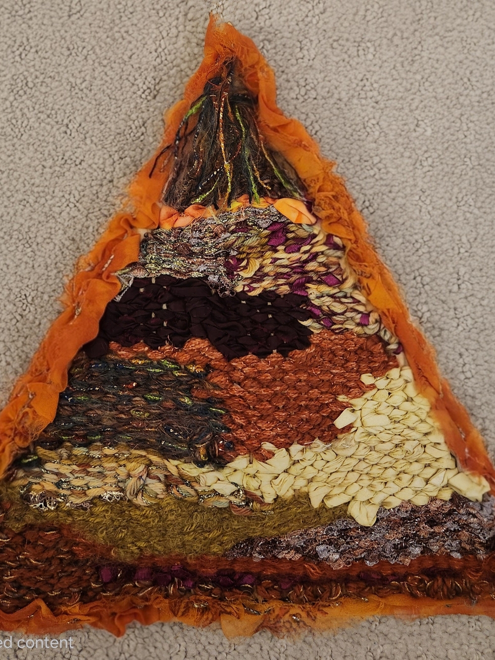 Handmade Orange and Earth-Tone Woven Wall Hanging